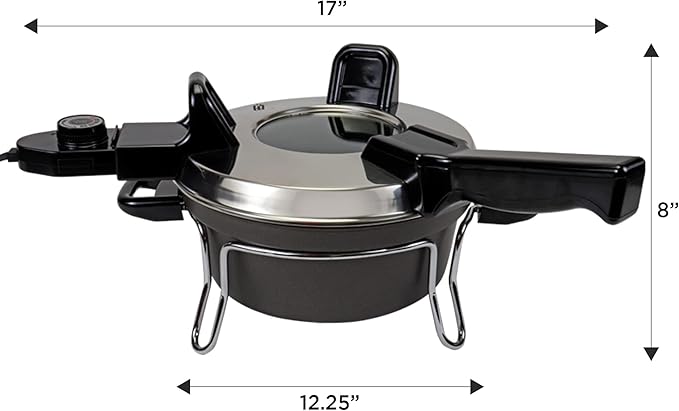Total Chef Czech Cooker The Ultimate Electric Oven with Adjustable Thermostat Versatile Cooking Options Efficient Heating Non-Stick Pot Portable Design and Heat-Safe Stands