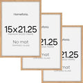Homeforia 15x21.25 Puzzle Frame Wooden, High End Natural Oak 15 x 21.25 Picture Frames Light Wood without Mat, 21.25x15 Poster Frame for Wall, 15by21.25 Thin Frames, Tempered Glass, Wall Kit, Set of 3