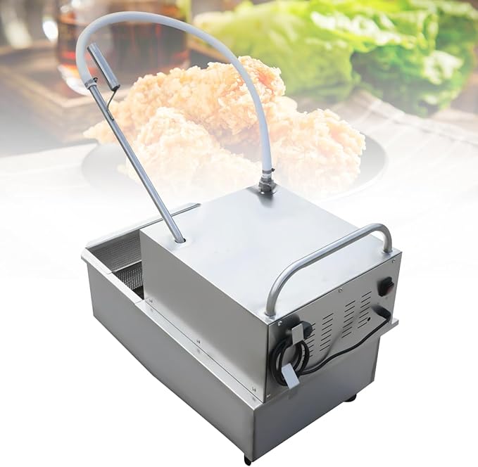 Mobile Fryer Filter Machine, 110V 550W 55L Portable Oil Filter Truck Cart Fryer Separator Oil Filtration System W/Oil Return Line for Restaurant Supermarket, Silver