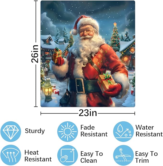 Cute Snow Scene Santa Claus Dishwasher Magnet Cover, Reusable Refrigerator Panel Stickers Microwave Front Door Covers Magnets for Kitchen Home Appliances Holiday Party Decorations 23 X 26 in