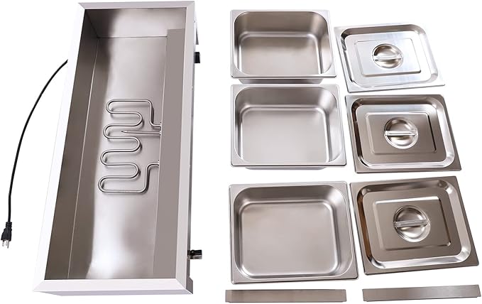 Electric Buffet Steam Table Food Warmer, 1500W 3-Pan Commercial Bain Marie Buffet Warmer, 21Qt Countertop Steam Food Warmer Server, 86℉-230℉Temp Control, for Party Catering Restaurant