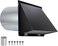 8 inch Hooded Wall Vent with Screen and Damper,Wall Vent Cover Exhaust Vent Outdoor Wall Cap Exterior Air Vent Cover for Kitchen Range Hood HVAC Duct Dryer Ventilation,Galvanized Steel,Black