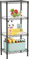4 Tier Adjustable Storage Shelves Metal Utility Shelf Wire Shelving Unit Organizer Rack for Home Kitchen Office Bathroom Pantry Room 12" D x 18" W x 44.5" H
