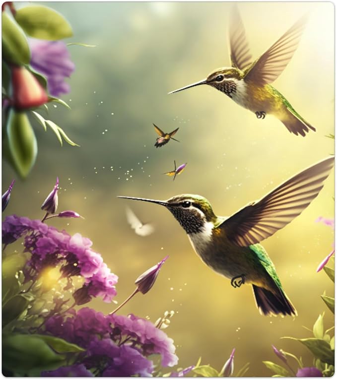 Hummingbird Flower Dishwasher Magnet Cover, Reusable Refrigerator Panel Stickers Microwave Front Door Covers Magnets for Kitchen Home Appliances Holiday Party Decorations 23 X 26 in