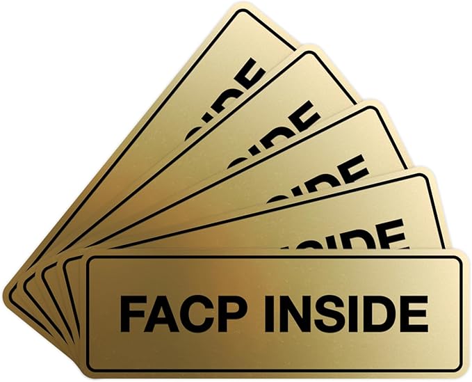 Signs ByLITA Standard FACP Inside Sign | Fire Safety Signage (Brushed Gold) - Large 5 Pack