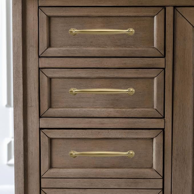 khtumeware 2 Pack 10 Inch(256mm) Brushed Brass Cabinet Pulls Satin Brass Kitchen Cabinet Handles Kitchen Cabinet Hardware for Cupboard Drawer Handles Dresser Pulls