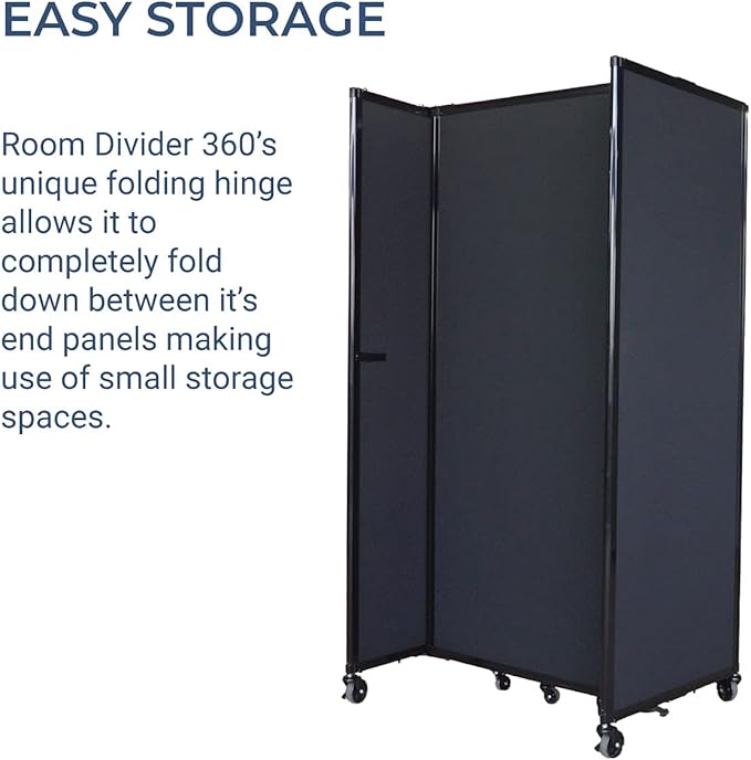 Versare Straightwall Sliding Portable Wall Partition | Freestanding Office Dividers | Locking Wheels | Temporary Room Separator | 15'6'' Wide x 7'6'' Tall Ocean Fabric Panels