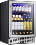 Antarctic Star Beverage Cooler, 24 Inch Built-In & Freestanding Drink Refrigerator for 180 Cans, 24" Under Counter Design for Kitchen, Bar, Office to Store Soda, Water and Wine