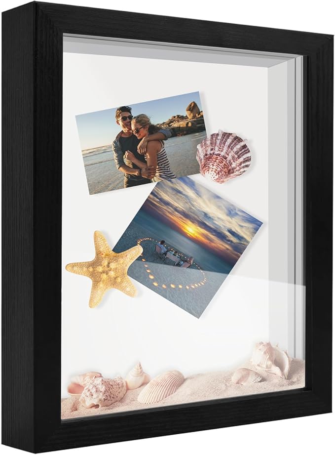 11x14 Shadow Box Frame Display Case, Wood with Plexiglass, Display Case Box for Memorabilia, Medal, Crafts,Tickets & Photos, Picture Frame for Wall and Tabletop (Black, 11x14)