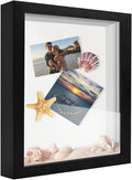8x10 Shadow Box Frame Display Case, Wood with Plexiglass, Display Case Box for Memorabilia, Medal, Crafts,Tickets and Photos, Picture Frame for Wall and Tabletop (Black, 8x10)
