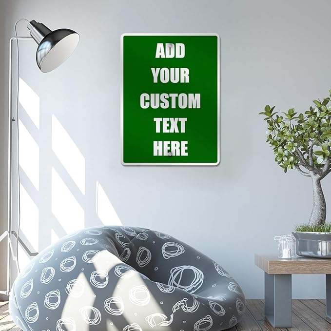 Aluminum Weatherproof Metal Sign Multiple Sizes Custom Personalized Text Here Green White Directions Vertical Street 12x18Inches