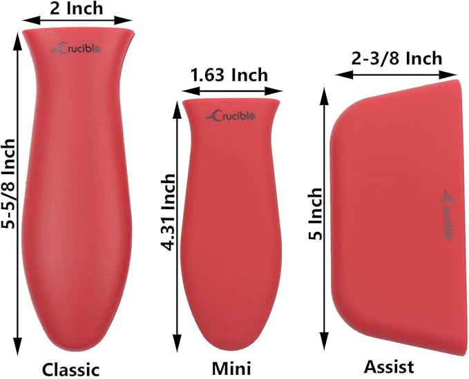 Silicone Hot Handle Holders, Potholders (7-Pack Mix Red) for Cast Iron Skillets, Pans, Frying Pans & Griddles, Metal and Aluminum Cookware Handles - Sleeve Grip, Handle Cover