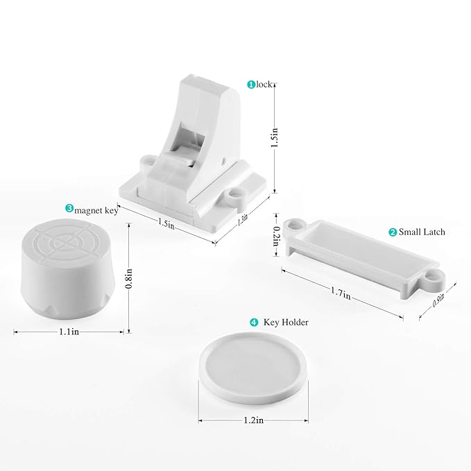 Vmaisi Adhesive Magnetic Locks for Cabinets & Drawers (40 Locks and 4 Keys)