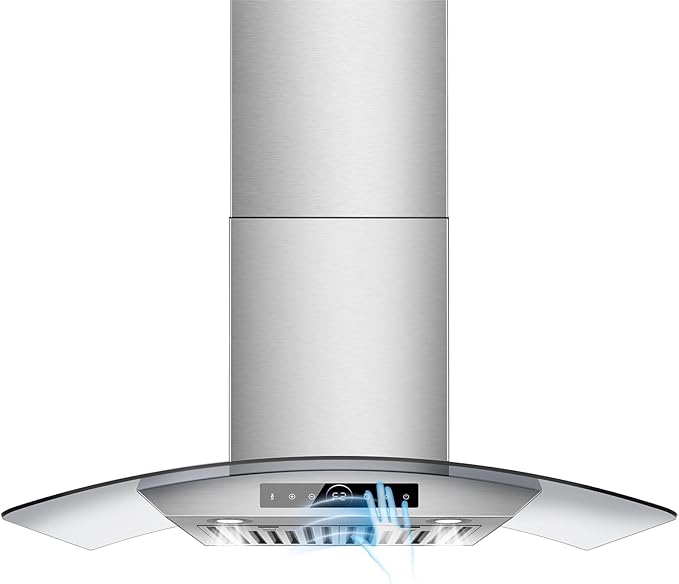 36 inch Range Hood Wall Mount, 1200 CFM with 4-Speed Gesture Sensing & Touch Control, Stainless Steel Ducted Kitchen Stove Vent Hoods with 2 LED Lights, Time Setting, Dishwasher-Safe Baffle Filters