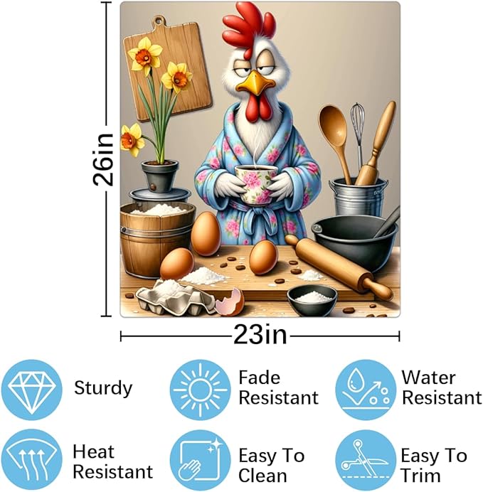 Dishwasher Magnet Cover Funny Rooster Flower Front Dishwasher Cover Decoration Reusable Magnetic Door Cover Panel Decal Home Appliances Stickers Kitchen Refrigerator Fridge 23"x26"