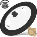 13-14-15 in Universal Pan Lid, Extra Large Silicone Pot Lid for Pots, Pans & Skillets, Replacement Frying Pan Lid with Heat Resistant Silicone Knob, Dishwasher Safe, Black