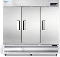 ICECASA 82" W Commercial Refrigerator Reach-in 72 Cu.ft 3 Solid Door Stainless Steel Commercial Refrigerator Fan Cooling for Restuarant, Bar, Shop, etc