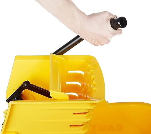 HealSmart 28-Quart Commercial Mop Bucket with Side-Press Wringer & Wheels – Multi-Functional Storage, High Efficiency Dehydration, Anti-Splash Design for Floor Cleaning in Offices, Malls, Yellow