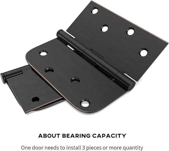 24 Pack goldenwarm 4in Oil Rubbed Bronze Door Hinges Interior Door Hinges 4 x 4 Inch with Square & Round Corners, Iron Material