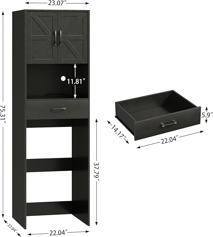 Mini Fridge Stand with Storage and Power Outlet, Coffee Bar Cabinet with Microwave Shelf, – Fits Most Mini Fridges and Wine Coolers, for Dorm, Kitchen, or Office Black KH03MRB