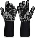Comsmart BBQ Gloves, 1472F Heat Resistant Silicone Non-Slip Oven Mitts, Long Kitchen Gloves Perfect for Grilling, Cooking, Baking, Cutting