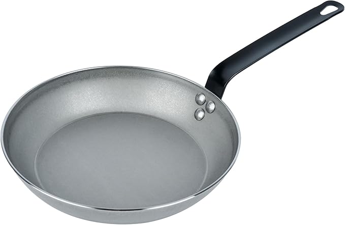 Restaurantware Met Lux 10 Inch Fry Pans, 6 No-Stick Frying Pans - Induction-Ready, Triple-Riveted, Silver Carbon Steel Cooking Skillets, Durable, For Searing, Sauteing, And Browning Food