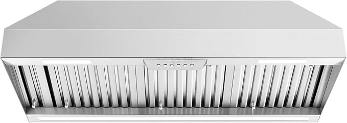 Akicon 42 Inch Range Hood Insert with Heater Sensor, 1200 CFM Ultra-Quiet Stainless Steel Ducted Vent Hood Insert with 4 Speed Fan, Dimmable LED Lights and Dishwasher Safe Filters