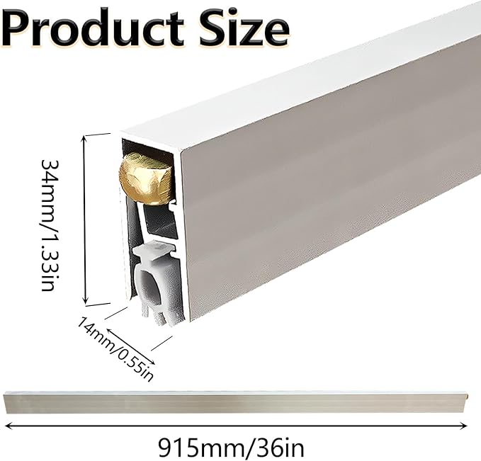 Automatic Door Sweeping Bottom Aluminum Alloy 36-inch Surface Mount Type - Suitable for Door Bottom Sealing Sound Insulation Windproof Dustproof Light Blocking and Small Animal Prevention
