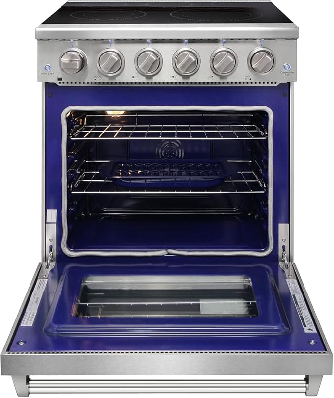 KOSTCH 30 inch Professional Electric Range with 5 Heating Elements Cooktop, 4.55 Cu. Ft. Convection Oven Capacity, Smooth Glass Top, in Stainless Steel, KOS-30RE06H (Stainless Steel)