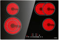 Electric Cooktop 30 inch, ECOTOUCH Built-in Electric Cooktop 4 Burner Stove Top, Radiant Cooktops Stovetop with Kid Safety Lock, Timer, 9 Heating Level, 6800W, 220-240V for Hard Wire(No Plug)
