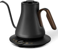 Gooseneck Electric Kettle with Precise ±1℉ Temperature Control, Wood-Accented Handle, Stainless Steel Interior, Quick Heating Pour Over Kettle for Coffee & Tea, 0.9L, Matte Grey