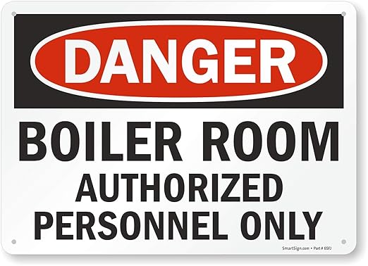 SmartSign "Danger - Boiler Room, Authorized Personnel Only" Sign | 10" x 14" Aluminum