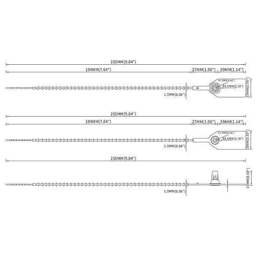 100 Blue Plastic Tamper Seals, Zip Ties Numbered for Fire Extinguishers Pull Tite Security Tags Disposable Self-Locking Safety Ties 250mm Length