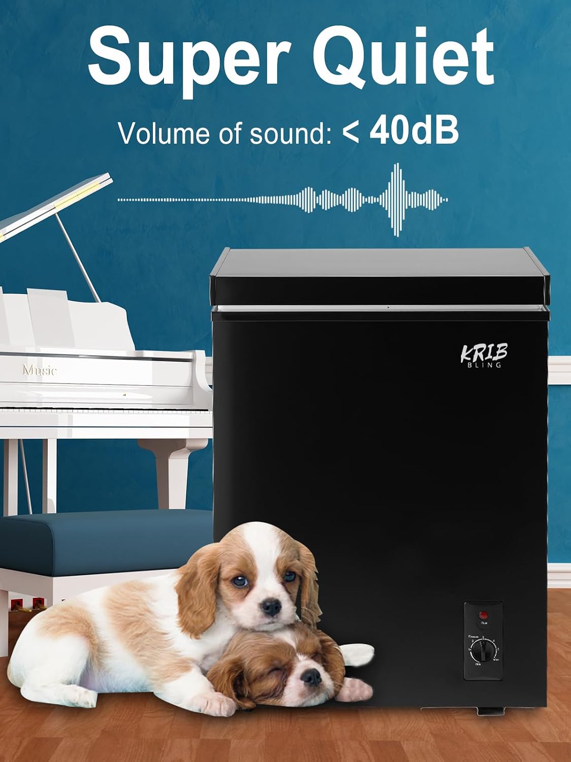 3.5 Cu.Ft Chest Freezer 7 Gears Temperature Control(-4°F to 6.8°F), Deep Compact Freezer with a Removable Basket, for Kitchen, Garage, Basement, Black