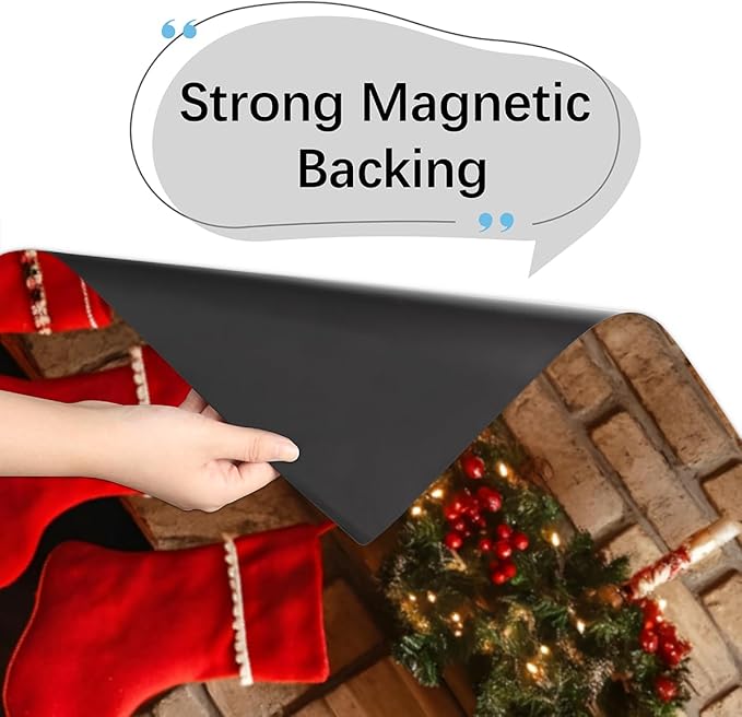 Christmas Fireplace Dishwasher Magnet Cover for The Front Dishwasher Door Cover Panel Decals Magnetic Refrigerator Cover for Kitchen Farmhouse Home Decor（23 X 26 in）