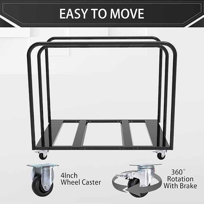 Folding Table Cart, Table Dolly With Braking Caster To Store And Move Folding Round Table Heavy Duty Panel Dolly For 10 Table Capacity With Gift - Tie-Down Staps And EVA Mats Easy To Roll And Assemble
