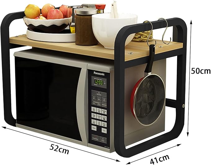 Microwave Storage Rack Microwave Oven Rack Kitchen Storage Shelf Kitchen Organiser Shelf Island Shelf for Oven Toaster Stand White, Black