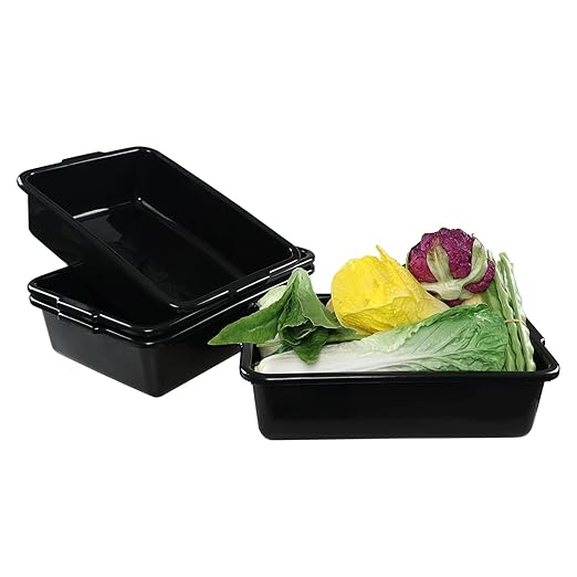 4-Pack 13 L Black Plastic Kitchen Bus Tubs, Commercial Bus Box