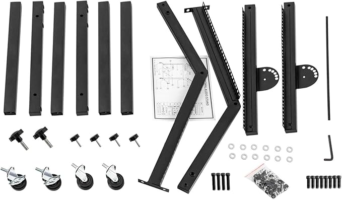 LYNICESHOP 9U/12U/16U DJ Mixer Stand, Adjustable Rack Mount Case Stand Studio Equipment Cart Stage Amp DJ Rolling (9U)
