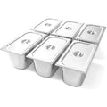 EGGKITPO 1/3 Size Steam Table Pan with Lid 6 Inch Deep Hotel Pan Commercial Stainless Steel Food Pan with Cover 6 Pack Chafing Pans for Buffet Party and Restaurant Supplies