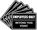 All Quality Classic Framed Employees Only Beyond This Point Wall or Door Sign | Easy to Install Business Signage - Small (Black-White) 5 Pack