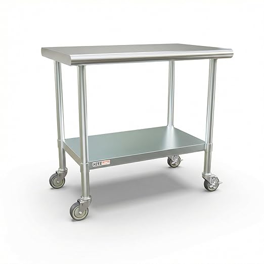 Stainless Steel Table for Prep & Work 24x36 with Casters, 3ft Commercial Heavy Duty Table with Wheels for Restaurant,Home, Hotel, Laundry Room,Garage,Workshops