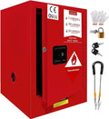 Flammable Storage Cabinet 16 Gallon Red, 18 Gauge Galvanized Steel Chemical Safety Cabinet, 3-Point Locking System & Adjustable Shelf for Warehouses, Industrial Use, Garage & Home
