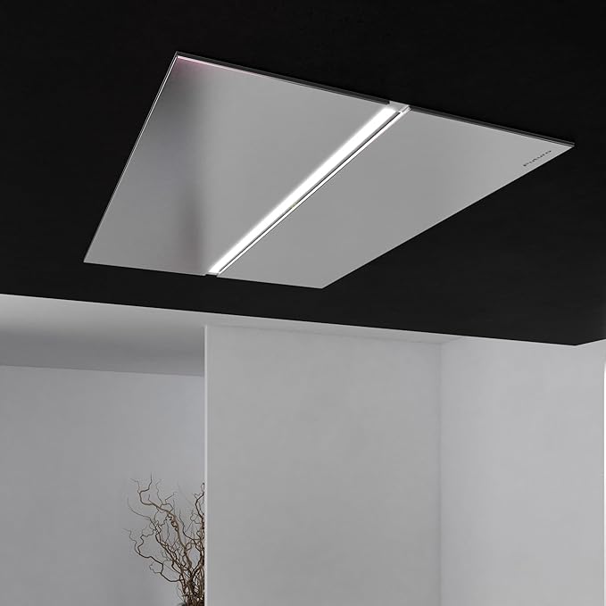 Futuro Futuro IS36SAVONA-INOX Ceiling Mount Range Hood, Stainless Steel, 36x23-5/8x11 inch, LED Light Strip, 940 CFM, 0.5-3.2 Sones, Remote Control Included