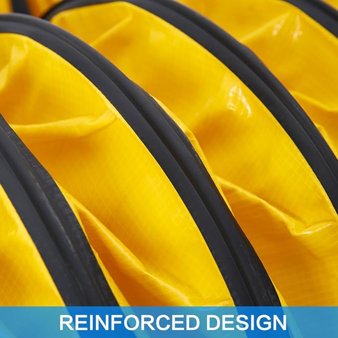 Ducting Hose PVC Flexible Duct Hosing with Adjustable Rope S Hook & Steel Support for Utility Blower Exhaust Fan (12''X25ft)