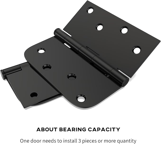 goldenwarm 3 Pack 4in Black Door Hinges Interior Door Hinges Black Matte 4 x 4 Inch with Square & Round Corners, Iron Material