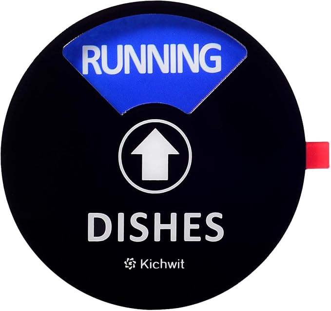 Kichwit Dishwasher Magnet Clean Dirty Sign Indicator with Running and Empty Options, Works on All Dishwashers, Non-Scratch Strong Magnetic Backing, Residue Free Adhesive Included, 4 Inch, Black