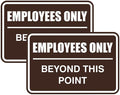 All Quality Classic Framed Employees Only Beyond This Point Wall or Door Sign | Easy to Install Business Signage - Small (Dark Brown) 2 Pack
