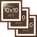 Homeforia 10x10 Picture Frame Brown, High-End Dark Oak 10 x 10 Square Brown Wood Frames with Mat 8 by 8 Photo, 10by10 Wooden Walnut Poster Frame Matted to 8x8 Print, Tempered Glass, Wall Kit, Set of 3