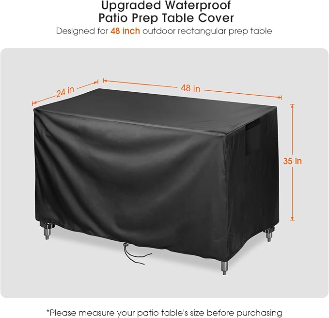 Outdoor Prep Table Cover 48 inch,Waterproof Stainless Steel Table Cover,Outdoor Pizza Oven Grill Tables Covers - 48 X 24 X 35 Inch